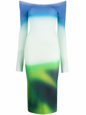 Off-white Blurred Seamless knit dress - women - Polyester/Viscose - 38 - Green