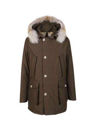 Woolrich Brown Cotton-Blend Detachable Fur Hood Parka