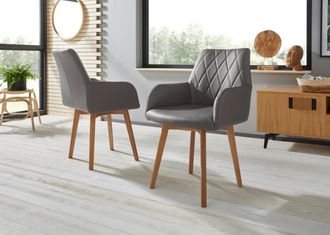 HOME AFFAIRE Esszimmerstuhl »Brest« (Set) 2 Stk.Armlehnstuhl in Leder oder Microfaser, Gestell Eiche Massiv geölt