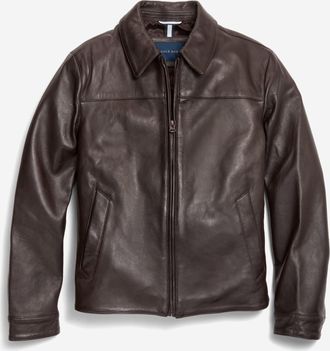 Cole Haan Mens Smooth Lamb Shirt Jacket - Brown Size Medium