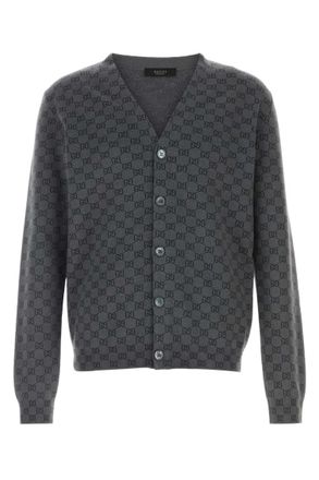 Gucci Grey V Neck Cardigans