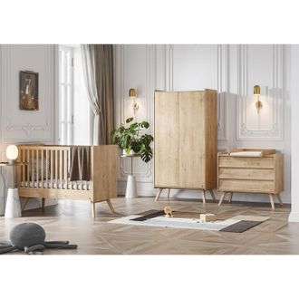 Vox Chambre Compl&egrave;te Lit B&eacute;b&eacute; - Commode 3 Tiroirs - Armoire 2 Portes Vox Vintage Bois