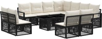 vidaXL Conjunto De Sof&aacute;s De Jard&iacute;n 12 Uds. Negro Y Blanco Crema Vidaxl