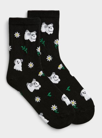 Simons Womens Animal and flower ankle socks