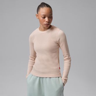 Nike Jordan Womens Jordan Flight Long-Sleeve Waffle Top in White | IM7194-272