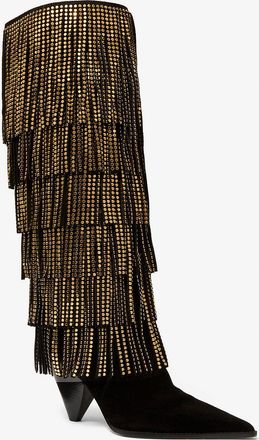 Michael Kors Jayla Embellished Suede Fringed Boot
