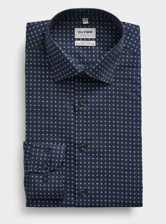 Olymp Mens Geo dot navy shirt Modern fit