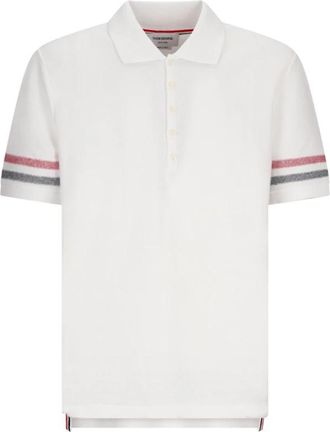 Thom Browne Katoenen Gebreide Poloshirt - Heren - Polos - Wit - 2XL - Katoen - Tops