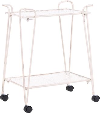 Beliani Estanter&iacute;a De Metal Para Ba&ntilde;o Carrito Con Ruedas De Dos Niveles Blanco Yumbilla