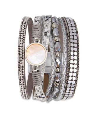 Saachi Crystal & Orb Leather Bracelet