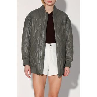 Walter Baker Kyrie Onion Quilted Leather Jacket in Army at Nordstrom Rack, Size X-Small