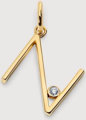 Monica Vinader Gold Solitaire Diamond Initial N Pendant Lab Grown Diamond