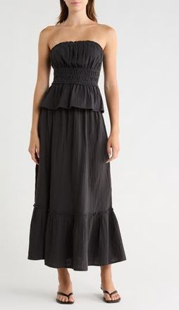 Abound Tiered Cotton Gauze Maxi Skirt in Black at Nordstrom Rack, Size X-Large