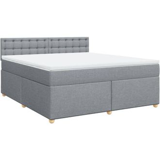 vidaXL Vidaxl - Cama Box Spring Con Colch&oacute;n Tela Gris Claro 180x200 Cm