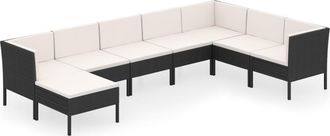 vidaXL Set De Muebles De Jard&iacute;n 8 Pzas Y Cojines Rat&aacute;n Sint&eacute;tico Negro Vidaxl