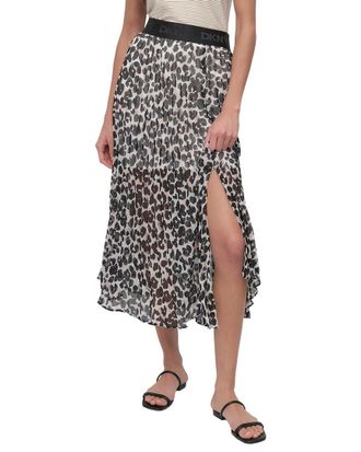 DKNY Asymmetrical Print Chiffon Midi Skirt