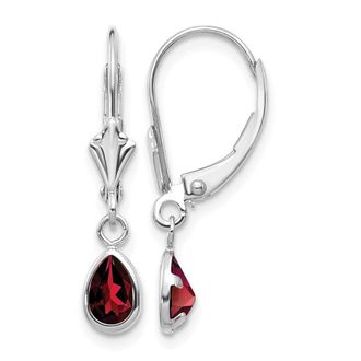 Diamond2Deal 14k White Gold Garnet Stud Earrings