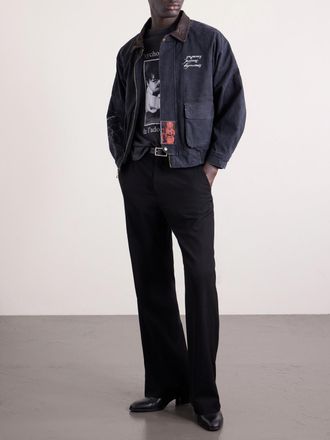 Enfants Riches Deprimes Constructivist Logo-Embroidered Leather-Trimmed Cotton-Canvas Jacket