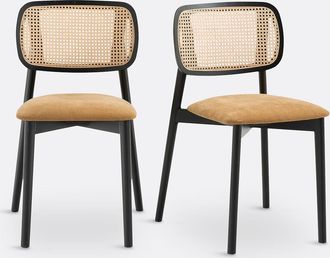 La Redoute Interieurs Set van 2 stoelen in beukenhout en vlechtwerk, Rivio