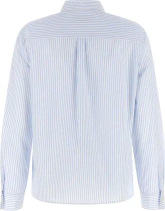 Max Mara Striped Cotton Poplin Blouse - Blue