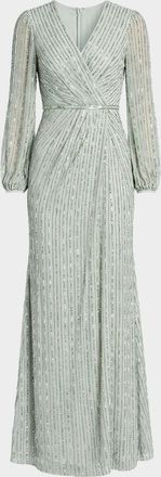 Mac Duggal Bead and Sequin Surplice Gown