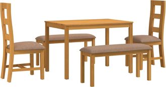vidaXL Conjunto De Comedor 5 Uds. Gris Madera De Roble S&oacute;lido Vidaxl
