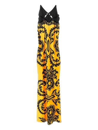 Etro floral-print maxi dress - women - Viscose/Elastane - 44 - Yellow