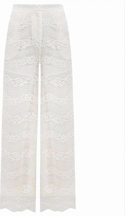 Twin-Set Palazzo Perforated Fabric High Trousers