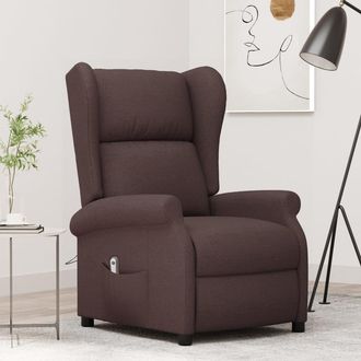 vidaXL Vidaxl - Sill&oacute;n Orejero Reclinable El&eacute;ctrico De Tela Marr&oacute;n Oscuro