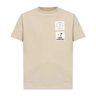 Iceberg T-Shirts, male, Beige, Size: 2XL T-Shirt With Patches