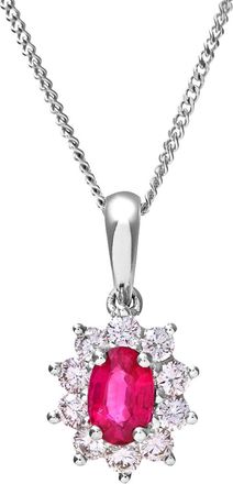 Diamant L'&eacute;ternel Womens Cluster Pendant, 18ct White Gold Diamond and Ruby 0.35ct Weight - One Size