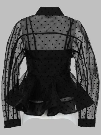 Ganni Peplum Organza Shirt - Black