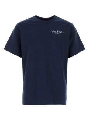 Sporty & Rich Navy Blue Solid T-Shirt