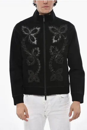 Dsquared2 Mock Neck Full-Zip Sweatshirt with Embroideries size M