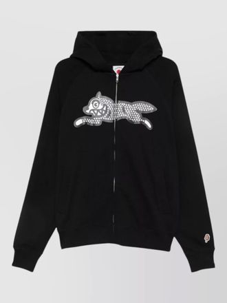 Icecream logo cotton hooded sweatshirt rhinestone motifs