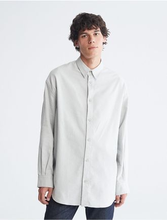 Calvin Klein Mens Relaxed Flannel Button-Down Shirt - Grey - XS