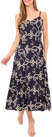 CeCe by Cynthia Steffe Embroidered Godet Pleat Cotton A-Line Dress in Night Shade at Nordstrom Rack, Size Xx-Large