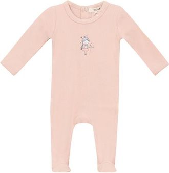 Fragile Front Chest Ribbed Romper in Light Mauve at Nordstrom, Size 3M