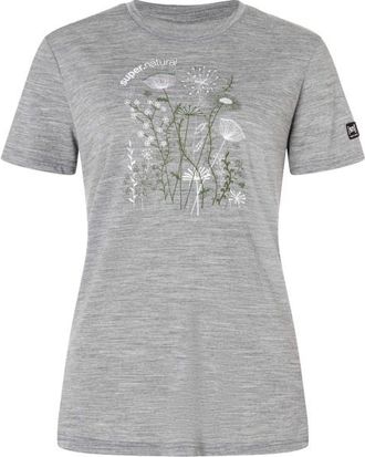 super.natural Rock Flowers Tee Merinoshirt f&uuml;r Damen | grau