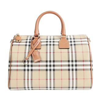 Burberry Medium Check Bowling Bag - Dames - Handtassen - Beige - ONE Size - Katoen - Tassen