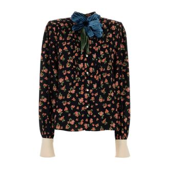 Valentino Garavani Gekreerde Cr&ecirc;pe Blouse - Dames - Blouses & Shirts - Veelkleurig - Maat: 2XS Viscose