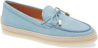 Tod's Raffia Trim Boat Shoe in Carta Zucc. Chiaro at Nordstrom, Size 9.5Us