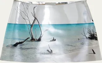 Prada Shiny Printed Leather Mini Skirt