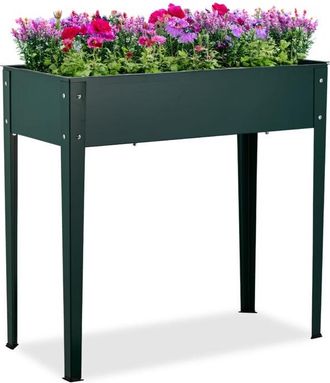 Relaxdays Relaxdays - Huerto Urbano, Bancal Cultivo Para Jard&iacute;n, Balc&oacute;n Y Terraza, Acero Pulverizado, Jardinera, 80x85x40 Cm, Verde