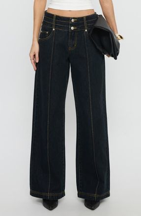 Princess Polly Hannalee Low Rise Wide Leg Jeans in Grunge Wash at Nordstrom, Size 0