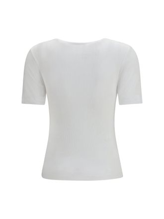 Ganni Ribbed Cotton T-Shirt - White