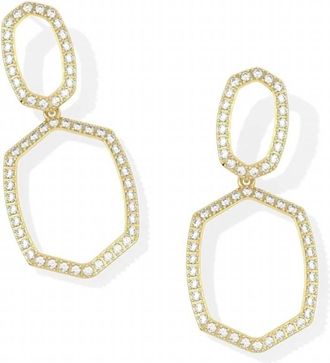 Kendra Scott Womens Daphne Pave Open Frame Earrings In Gold/white Cz