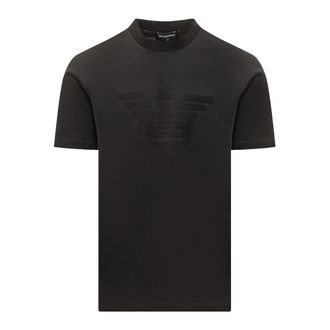 Emporio Armani Jersey T-shirt met jacquard logo - Heren - T-shirts - Zwart - S - Katoen - Tops