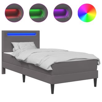 vidaXL Estructura De Cama Con Colch&oacute;n Gris 90 X 190 Cm Cuero Sint&eacute;tico Vidaxl