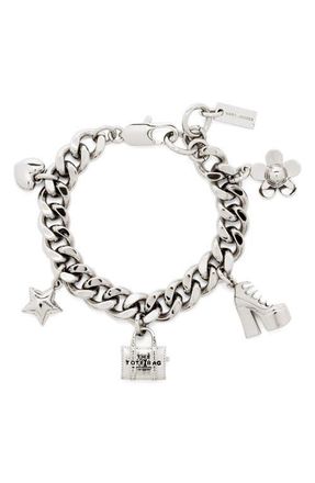 Marc Jacobs Mini Icon Charm Bracelet in Light Antique Silver at Nordstrom